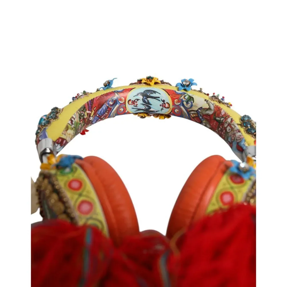 Dolce & Gabbana Multicolor Whimsical Tasseled Crystal Headset Headphones Womens - Picture 4 of 9